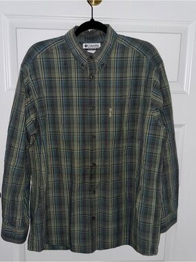 Columbia Men's Large Plaid Button Down Shirt Boho Earthy Gorpcore
